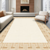Basketweave Border Area with Subtle Chevron Lines and Neutral Tones Design(Beige)
