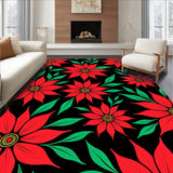 Poinsettia Blossom Floral Motif Entrance Seasonal Greeting(Red)