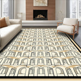 Minimalist Art with Symmetrical Arch Motif and Graphic Detailing(Beige)