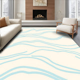 Zen Marble Ripple Elegant Contemporary Luxury Underfoot (Blue)
