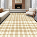 Contemporary Beige Checkerboard Low Pile Grid Area(Beige)