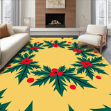 Holly Berry Wreath Design Holiday Porch Seasonal Front Step Cover(Yellow)