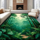 Lush Canopy Forest Green & Beige Blended Abstract(Green)