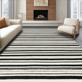 Contemporary Linear With Parallel Bands Woven Entryway Decor(Black)
