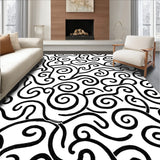 Abstract Ink Brush Interlocking Design with Artistic Swirl Motifs(Black)