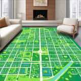 Ultra Soft Area Rug, Non Slip, Stain Resistant, Washable Area Rugs for Living Room, Bedroom, town city road playmat(Green)