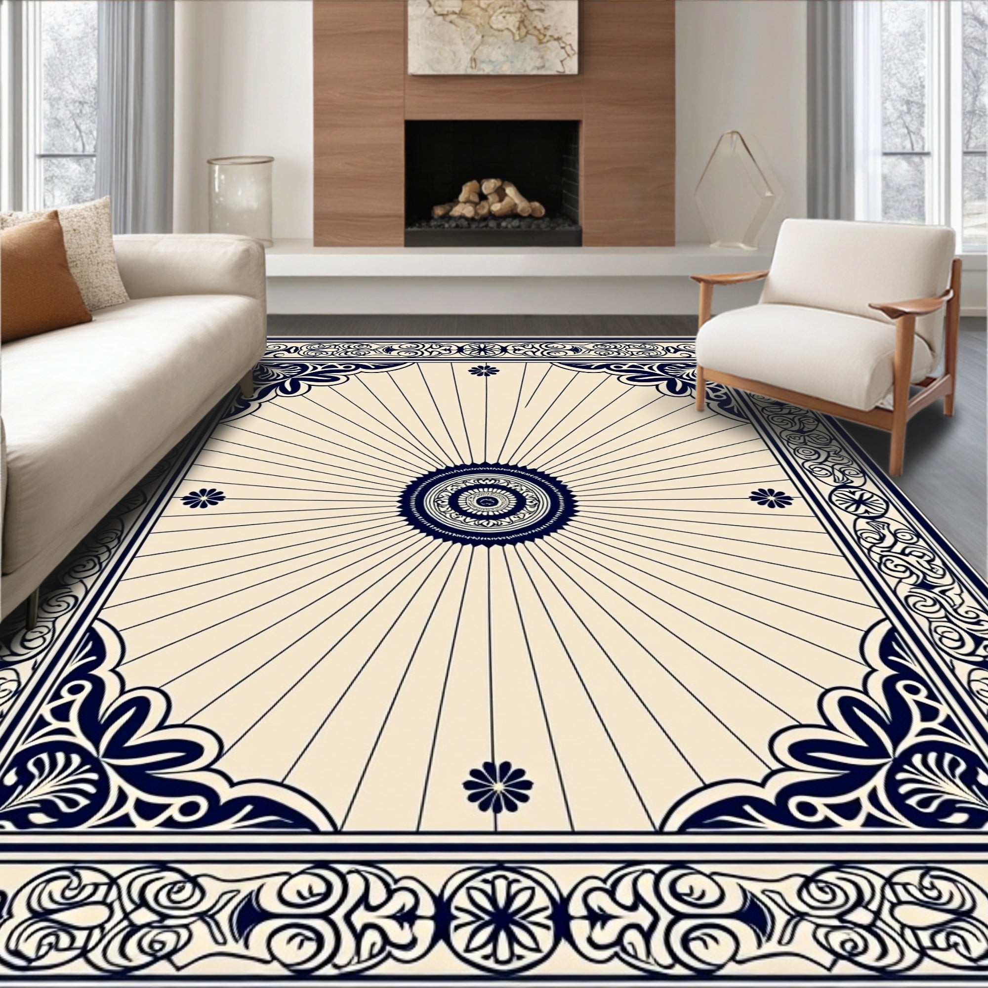 Traditional Rosette Medallion Dining (Beige) - ODIKA