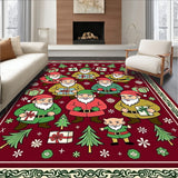Jolly Bearded Dwarf Seasonal Floor Covering Adorned Presents(Red)