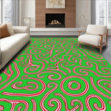 Winter Cane Stripe Floor Collection Swirl Motif(Green)