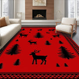 Scandinavian Reindeer with Interlocking Pine Details(Red)