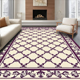 Plum Trellis with Stylized Leaf and Vine Details(Purple)