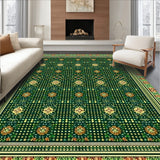 Elegant Geometric Spotted Area with Green and Gold Accents(Green)