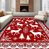 Joyful Reindeer Prancing Through Snowy Forest Wonderland(Red)