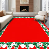 Festive Peppermint Stripe with Mistletoe Clustered Border Design(Red)