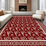 Festive Evergreen Tapestry With Snowy Branch Motif(Red)