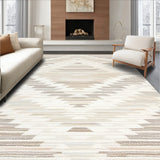 Boho Inspired Tasseled Floor with Geometric Chevron and Neutral Colors(Beige)