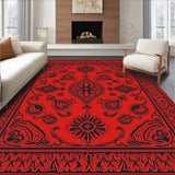 Botanical Paisley Swirl Design Slip Resistant(Red)