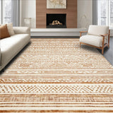 Boho Chic Area Brown Beige Geometric Patterned(Brown)