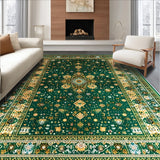 Ultra Soft Area Rug, Non Slip, Stain Resistant, Washable Area Rugs for Living Room, Bedroom, Velvet Embroidered Islamic Prayer(Green)