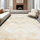 Distressed Geometric Area Non Slip Small Entryway Floor(Beige)