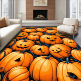Autumn Harvest Pumpkin and Twisted Vine Rug with Spooky Halloween Gothic Flair(Orange)