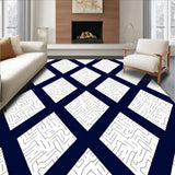 Luxurious Zigzag Herringbone Stylish Sophisticated Artisan (Blue)