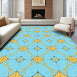 Elegant Interlocking Marble Motifs Highlighted By Gleaming Gold Highlights(Blue)