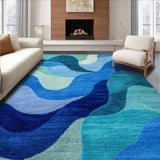 Ultra Soft Area Rug, Non Slip, Stain Resistant, Washable Area Rugs for Living Room, Bedroom, Abstract Modern Living Room Rug(Blue)