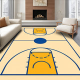 Basketball Court Beige Floor Yellow Key Blue Lines(Beige)