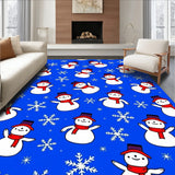 Whimsical Winter Characters with Scattered Frosty Snowflake Motifs(Blue)