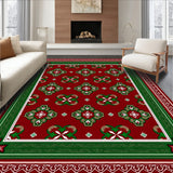 Ornate Quatrefoil Christmas with Decorative Border Motifs(Red)
