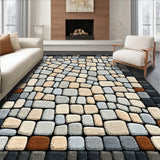 Zen Stone Mosaic with Cobblestone Inspired Boho Geometric Motifs(Beige)