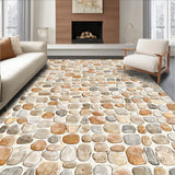 Contemporary Pebble Stone Beige with Shapes(Beige)
