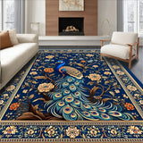 Elegant Peacock Plumage Rug(Blue)
