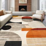 Circles Geometric Abstract Rustic Warm Colors Area Beige Black(Beige)