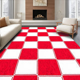 Festive Gingham Check Holiday Decorative Floor Covering(Red)