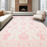 Chic Pink and White Area Featuring Subtle Bow Knot Elements(Pink)