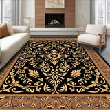 Autumn Harvest Damask with Ornamental Leaf Scrollwork(Black)