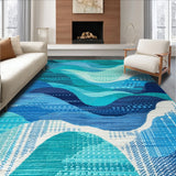 Ultra Soft Area Rug, Non Slip, Stain Resistant, Washable Area Rugs for Living Room, Bedroom, Coastal Sea Turtle Nautical(Blue)