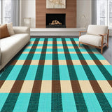 Ultra Soft Area Rug, Non Slip, Stain Resistant, Washable Area Rugs for Living Room, Bedroom, Modern Checked Living Room Carpet in Turquoise and Brown(Beige)