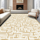 Ivory Maze Beige Geometric Accent Modern Art(Beige)