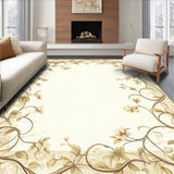 Artisan Scrollwork Elegant Border Botanical Accent Design(Beige)