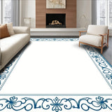 Classic Distressed Floral Scrolls with Delicate Curvilinear Embellishments (Blue)