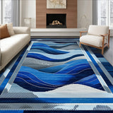 Intricate Geometric Wave Area with Modern Abstract Design(Blue)