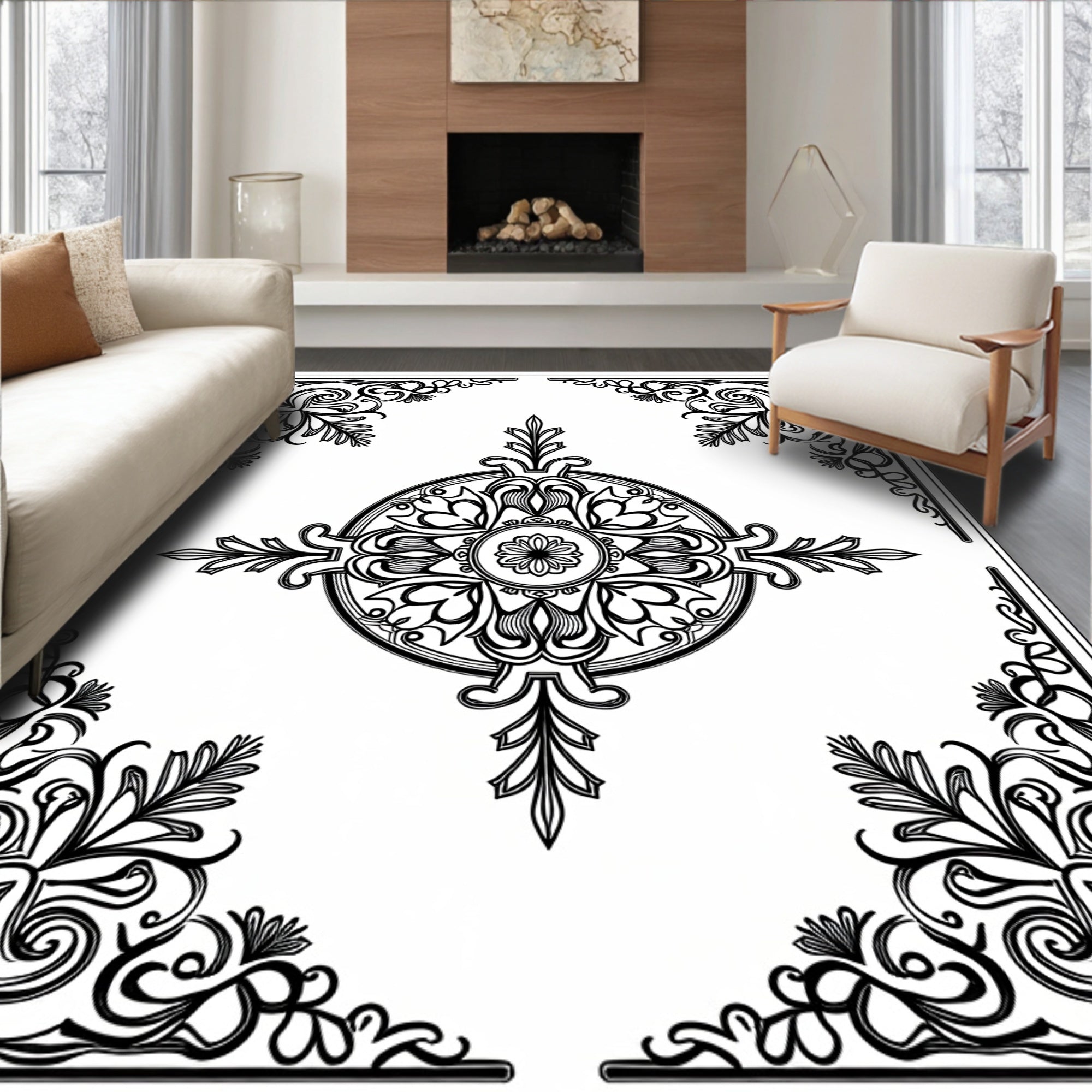 Artisan Medallion with Weathered Floral Filigree Design (Black) - ODIKA