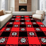Buffalo Check Stripe with Nordic Wreath Motif(Red)