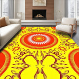 Sunburst Medallion Interlocking Motif with Artistic Floral Detailing(Yellow)
