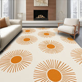 Celestial Mosaic Featuring Radiating Sunburst Motifs(Orange)