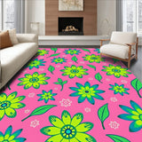 Vibrant Spring Bloom Design with Stylized Floral Clusters and Leaf Motifs (Pink)