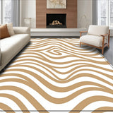 Modern Chevron Wave Featuring Fluid Curves and Layered Stripes(Beige)